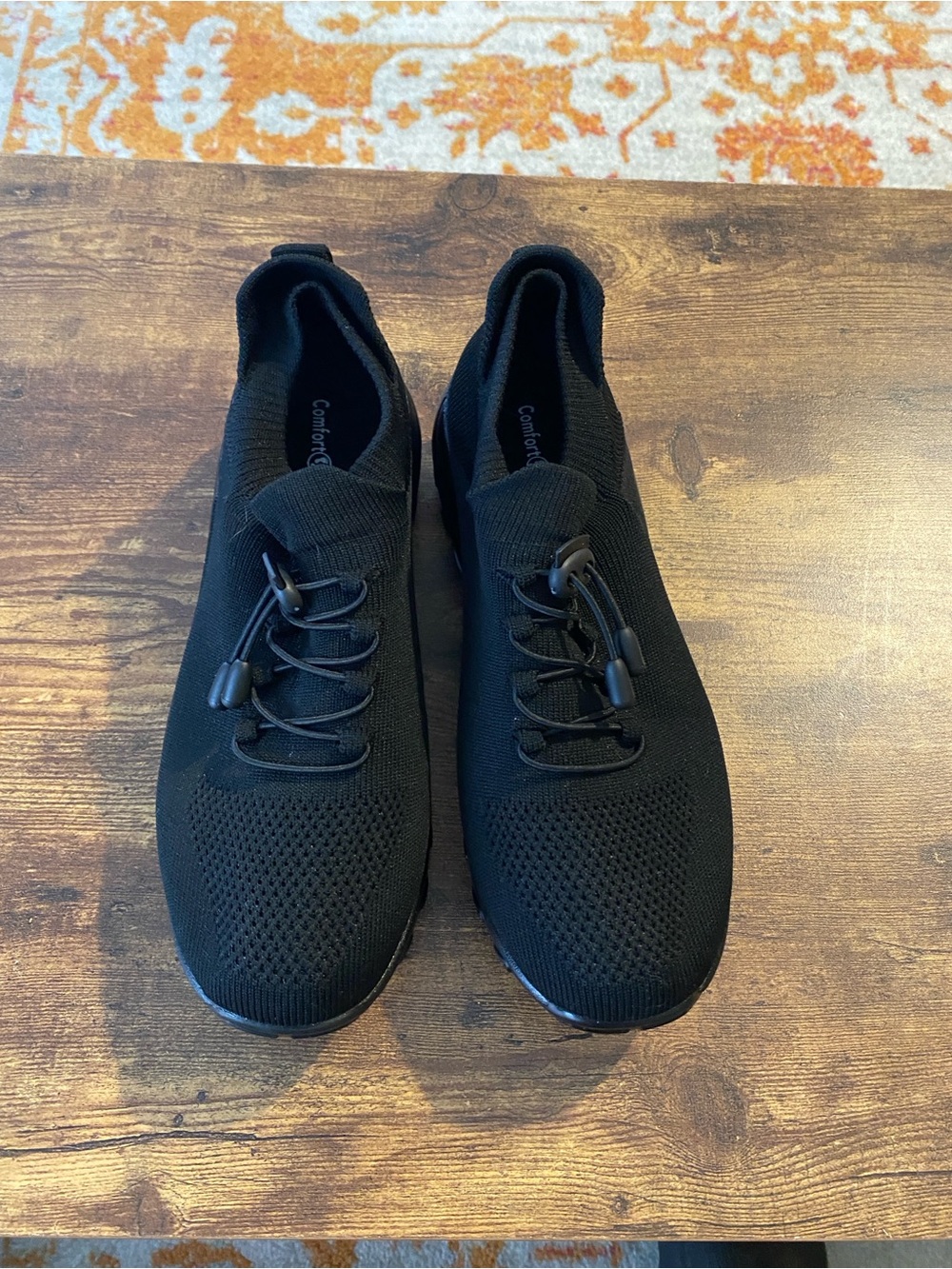 Comfort Zone Women's Black Knit Slip-On Sneakers with Toggle Lacing
